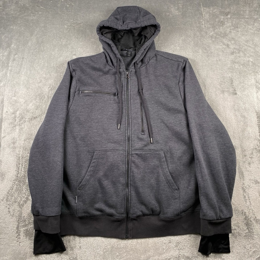 Baubax Hoodie Mens Size XXL Grey Full Zip Travel Hidden Pocket Sweatshirt‎